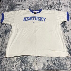 Vintage Nike Team Kentucky Wildcats Ringer T Shirt Mens XL White Blue 90s NCAA